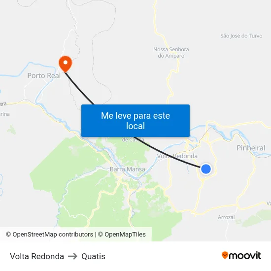 Volta Redonda to Quatis map