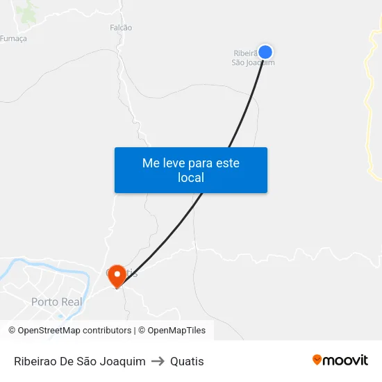 Ribeirao De São Joaquim to Quatis map