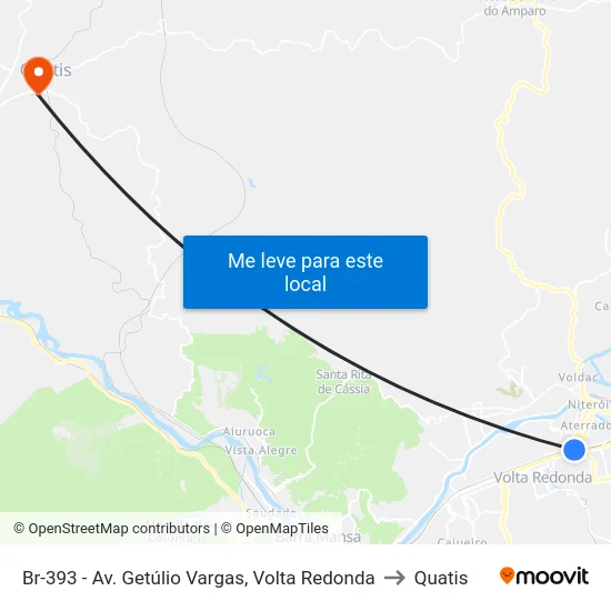 Br-393 - Av. Getúlio Vargas, Volta Redonda to Quatis map