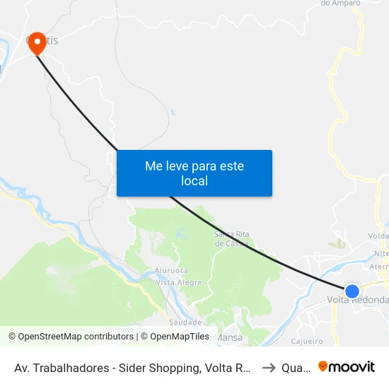 Av. Trabalhadores - Sider Shopping, Volta Redonda to Quatis map
