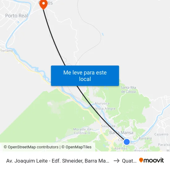 Av. Joaquim Leite - Edf. Shneider, Barra Mansa to Quatis map