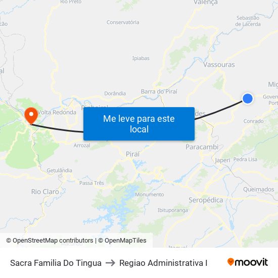 Sacra Familia Do Tingua to Regiao Administrativa I map