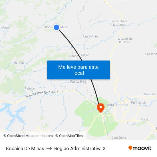 Bocaina De Minas to Regiao Administrativa X map