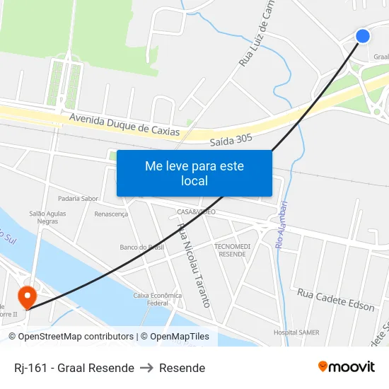Rj-161 - Graal Resende to Resende map