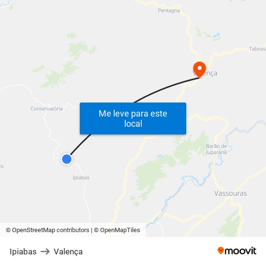 Ipiabas to Valença map