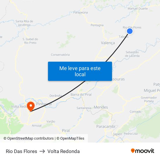 Rio Das Flores to Volta Redonda map