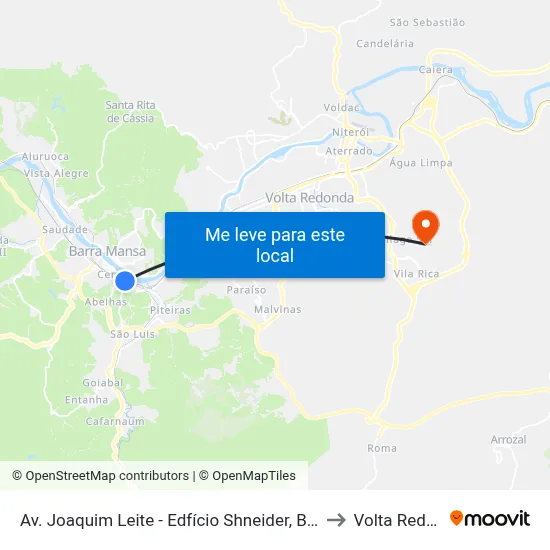 Av. Joaquim Leite - Edfício Shneider, Barra Mansa to Volta Redonda map