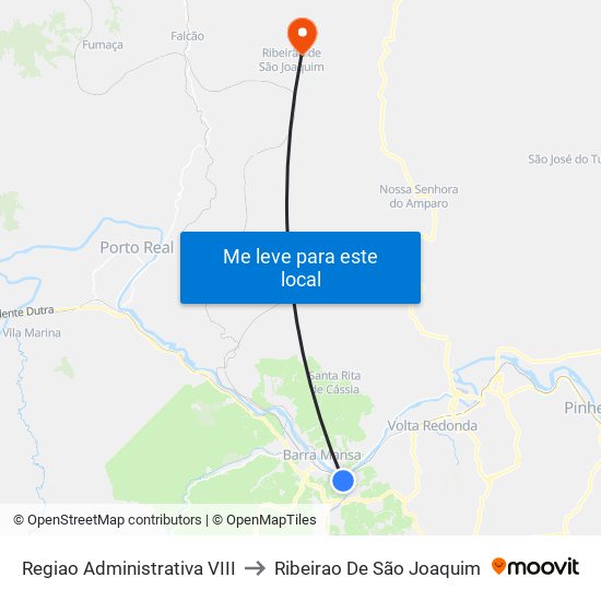 Regiao Administrativa VIII to Ribeirao De São Joaquim map