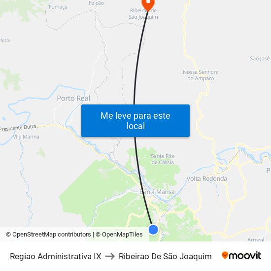 Regiao Administrativa IX to Ribeirao De São Joaquim map