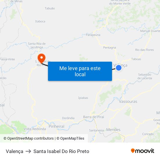 Valença to Santa Isabel Do Rio Preto map
