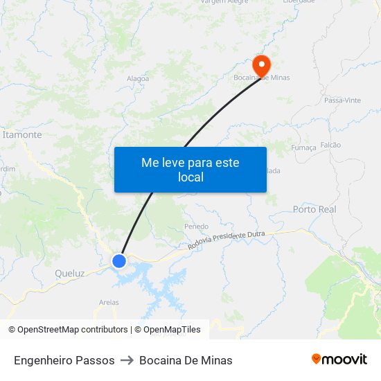 Engenheiro Passos to Bocaina De Minas map