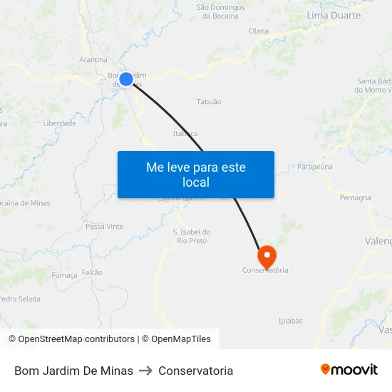 Bom Jardim De Minas to Conservatoria map