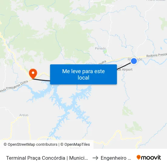 Terminal Praça Concórdia | Municipais, Resende to Engenheiro Passos map