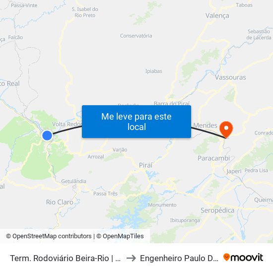 Term. Rodoviário Beira-Rio | Viação Elite to Engenheiro Paulo De Frontin map