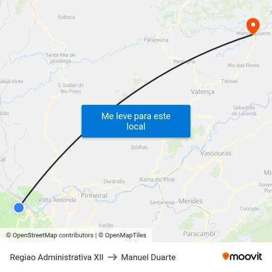 Regiao Administrativa XII to Manuel Duarte map