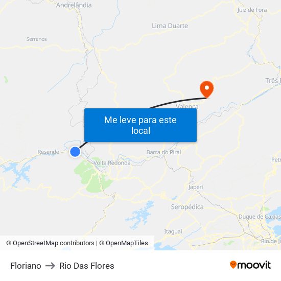 Floriano to Rio Das Flores map