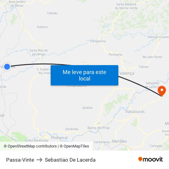 Passa-Vinte to Sebastiao De Lacerda map