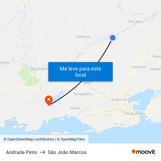 Andrade Pinto to São João Marcos map