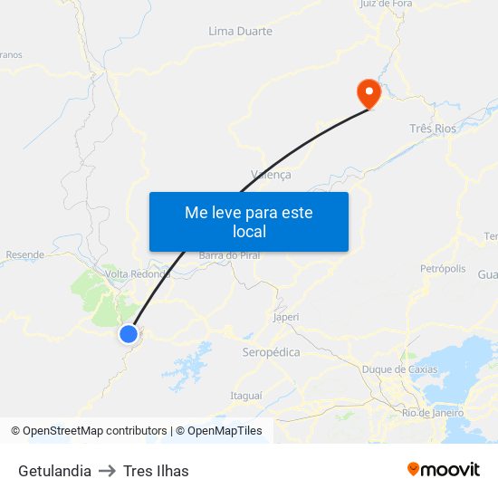 Getulandia to Tres Ilhas map