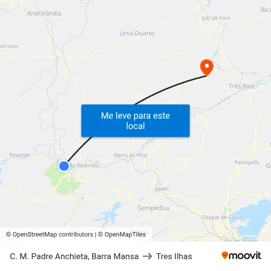 C. M. Padre Anchieta, Barra Mansa to Tres Ilhas map