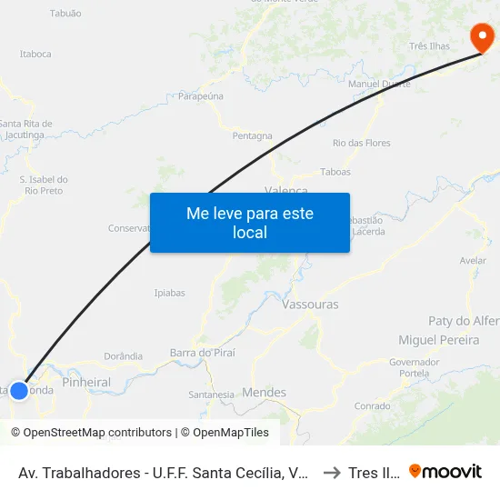 Av. Trabalhadores - I. E. Profº Manuel Marinho, Volta Redonda to Tres Ilhas map