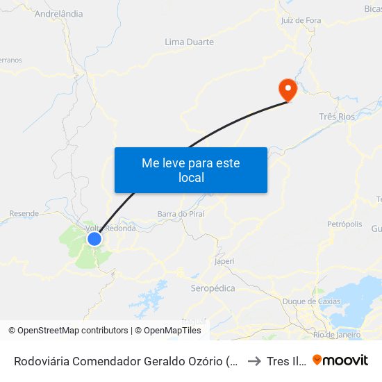 Rodoviária Comendador Geraldo Ozório (Barra Mansa) to Tres Ilhas map