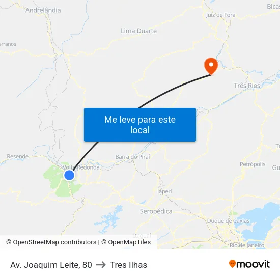 Av. Joaquim Leite - Edfício Shneider, Barra Mansa to Tres Ilhas map