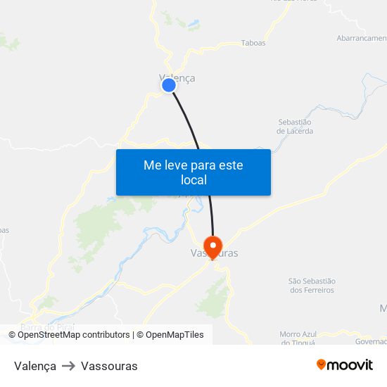 Valença to Vassouras map