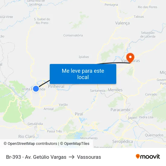 Br-393 - Av. Getúlio Vargas, Volta Redonda to Vassouras map