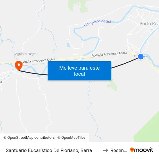 Santuário Eucarístico De Floriano, Barra Mansa to Resende map