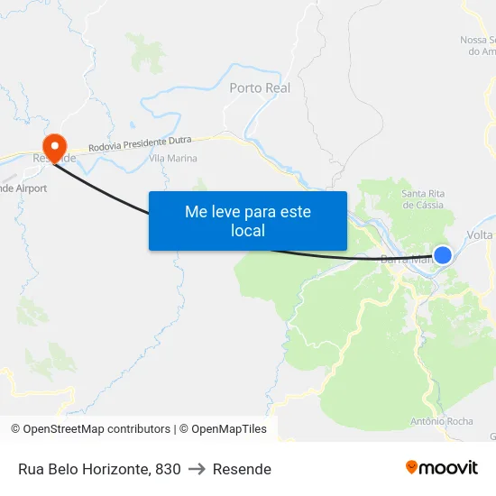 Rua Belo Horizonte, 830 to Resende map