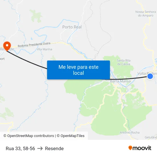Rua 33, 58-56 to Resende map