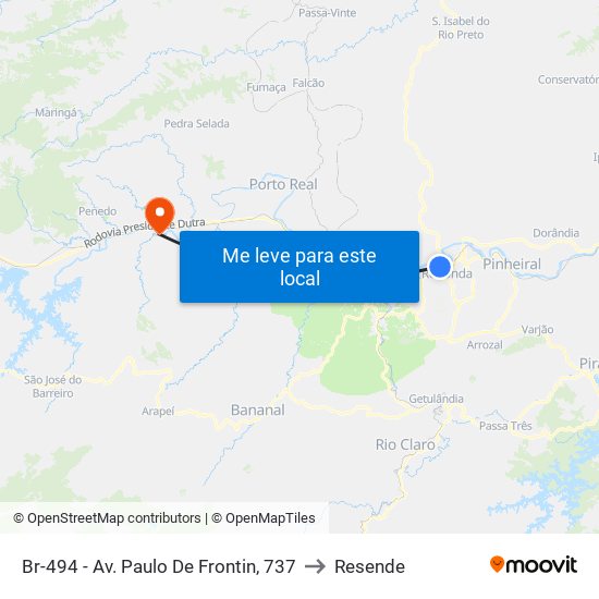 Br-494 - Av. Paulo De Frontin, 737 to Resende map