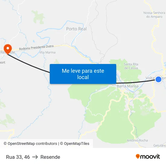 Rua 33, 46 to Resende map