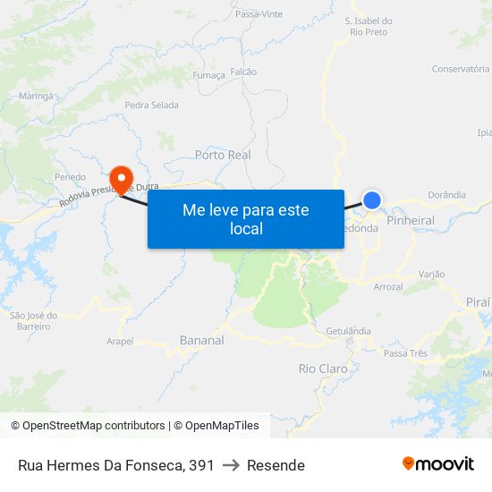 Rua Hermes Da Fonseca, 391 to Resende map