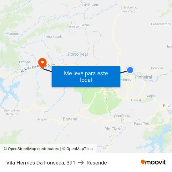 Vila Hermes Da Fonseca, 391 to Resende map