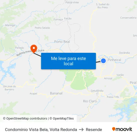 Condomínio Vista Bela, Volta Redonda to Resende map