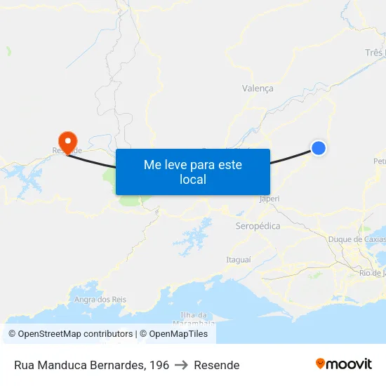 Rua Manduca Bernardes, 196 to Resende map