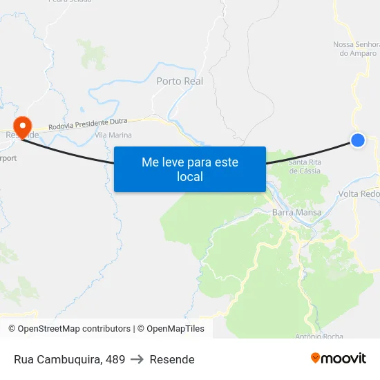 Rua Cambuquira, 489 to Resende map