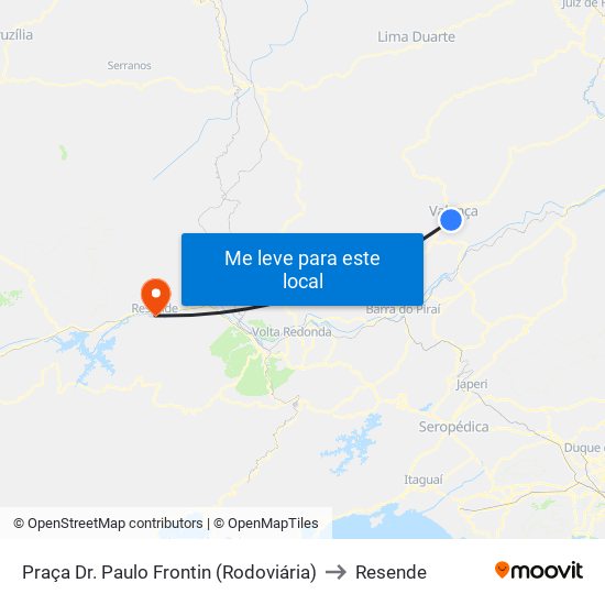 Praça Dr. Paulo Frontin (Rodoviária) to Resende map