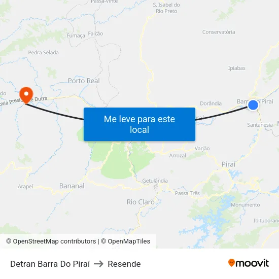 Detran Barra Do Piraí to Resende map