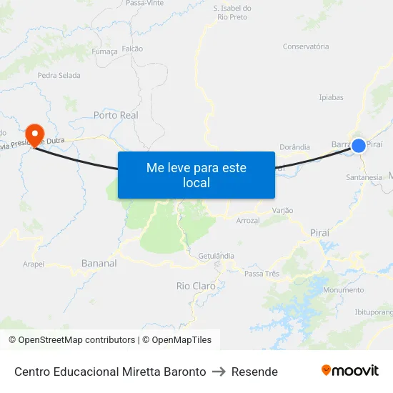 Rj-137 - Centro Educacional Miretta Baronto, Barra Do Piraí to Resende map