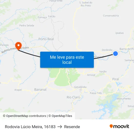 Rodovia Lúcio Meira, 16183 to Resende map