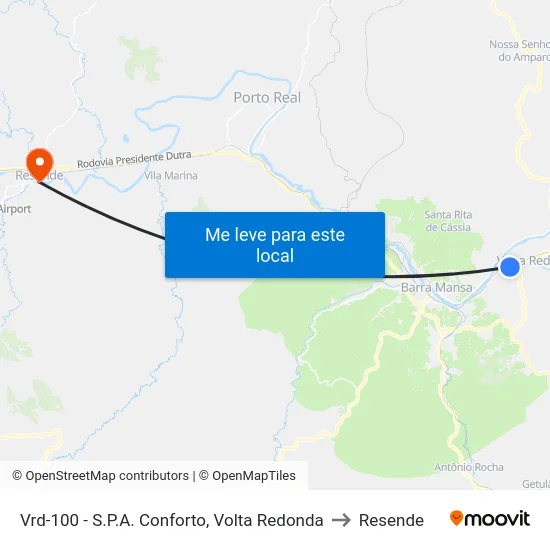 Vrd-100 - S.P.A. Conforto, Volta Redonda to Resende map