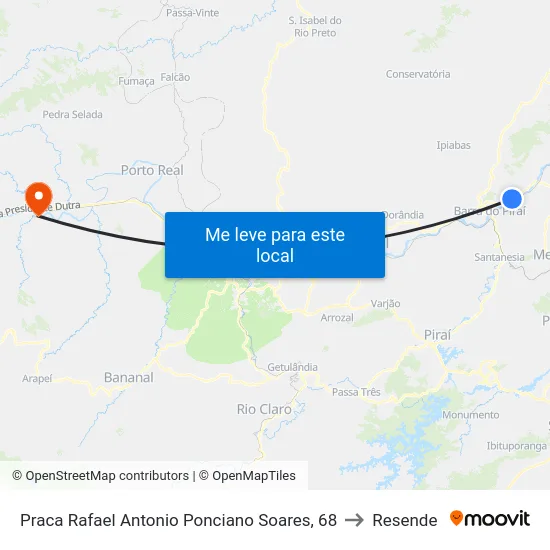 Praca Rafael Antonio Ponciano Soares, 68 to Resende map