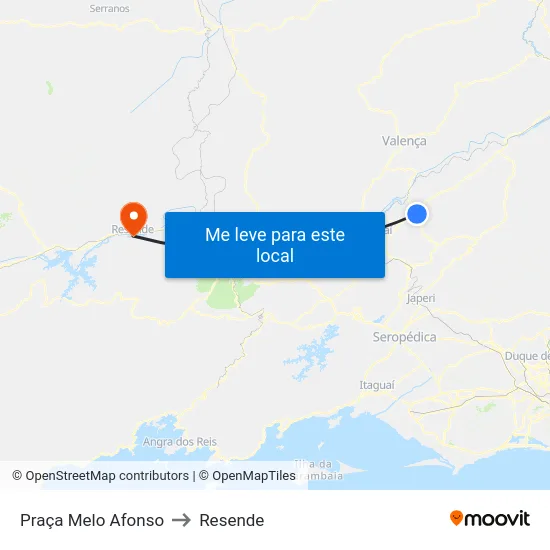 Praça Melo Afonso to Resende map