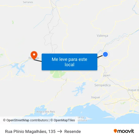 Rua Plínio Magalhães, 135 to Resende map