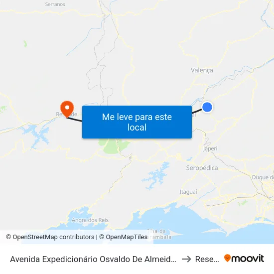 Avenida Expedicionário Osvaldo De Almeida Ramos, 1434 to Resende map