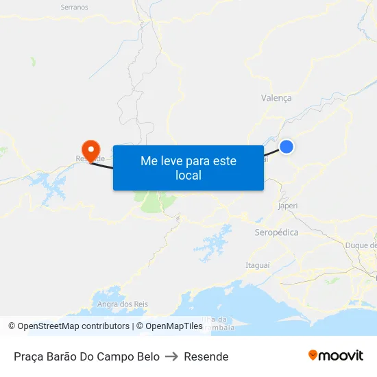 Praça Barão Do Campo Belo to Resende map