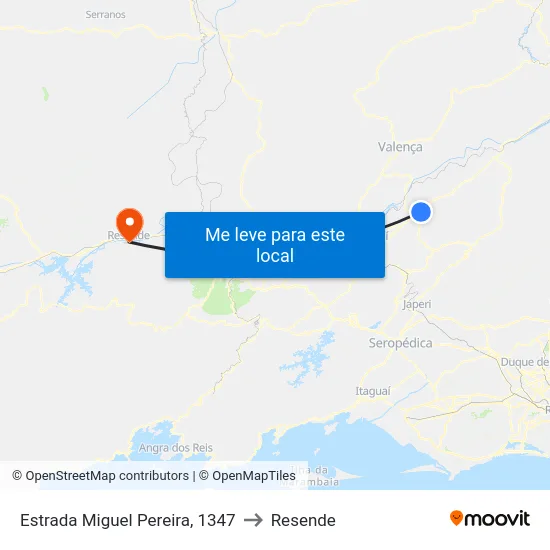 Estrada Miguel Pereira, 1347 to Resende map